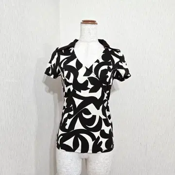 by P&D 기하학 패턴 카슈쿨풍 반팔 상의 (38) 브라운 계열