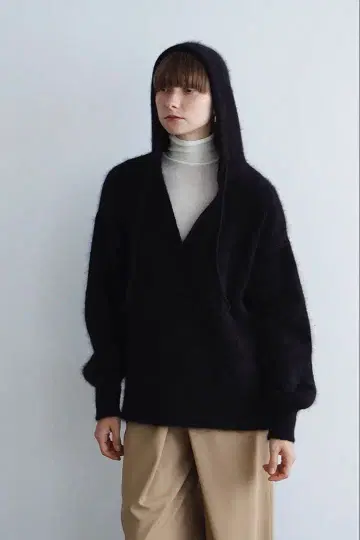 clane 앙고라 오버 니트 후디