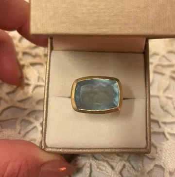 kui co. 아쿠아 마린 패싯 컷 반지