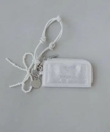 Chico 리본 펄 장식 지갑 참 실버