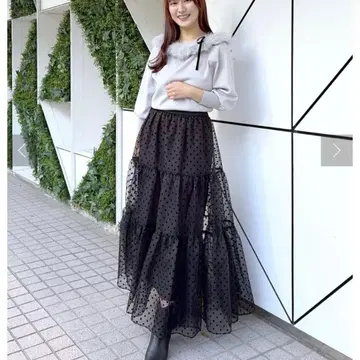 도트 플로키 캉캉 스커트 라 부티크 봉봉