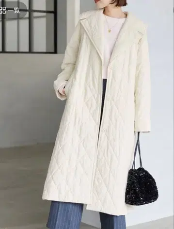 슬로브 이에나 내추럴 퀼팅 롱 코트