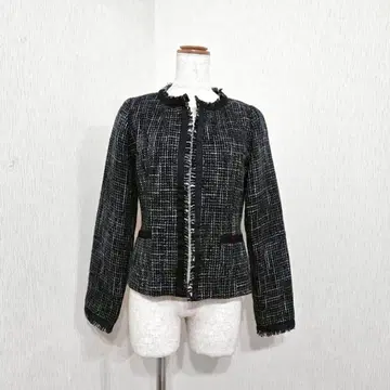 due sei 트위드 노카라 자켓 (11) 프린지 블랙 포멀