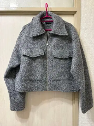 ZARA 부클레 숏 자켓 그레이