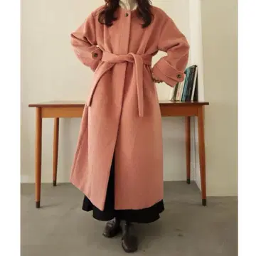 미디얼 샤기 롱 코트 핑크 샤기롱 코트