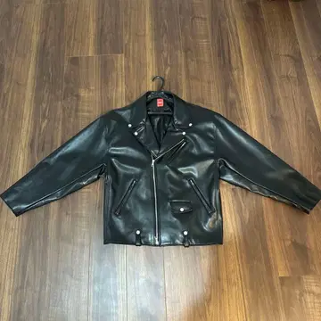 MSSD 블랙 인조 가죽 라이더 자켓