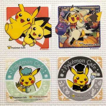 포켓몬 카페 피카츄 코스터 할로윈 포함 4장 세트