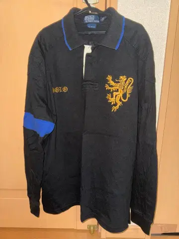 POLO 사자 자수 블랙 긴팔 피케 셔츠