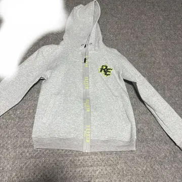 그레이 풀 집업 후드티 로고 포함