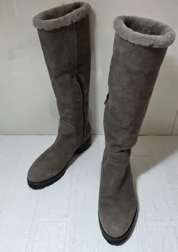 [ GINZA Kanematsu ] 롱 부츠 보아 부츠 그레이 스웨이드