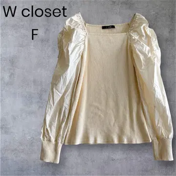 Wcloset 이소재 상의 퍼프 슬리브 볼륨 소매 페미닌 1586