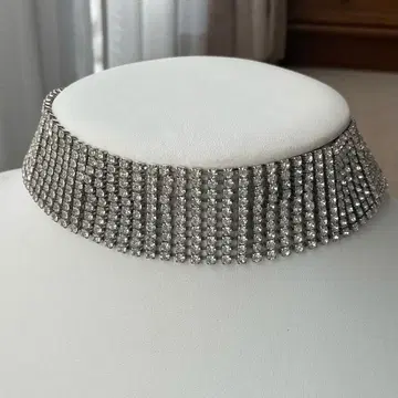 큐빅 목걸이 초커 사교 밸리댄스 실버 A