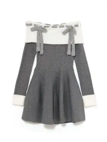 BUBBLES 리본 오프숄더 원피스 그레이