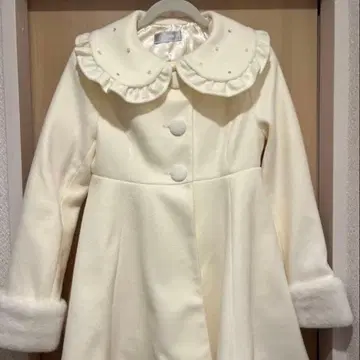 비쥬 칼라 도리 플레어 코트 프릴 옷깃 롱 코트 화이트