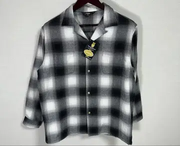 TOWNCRAFT 옴브레 체크 셔츠 오픈 카라 코튼 M