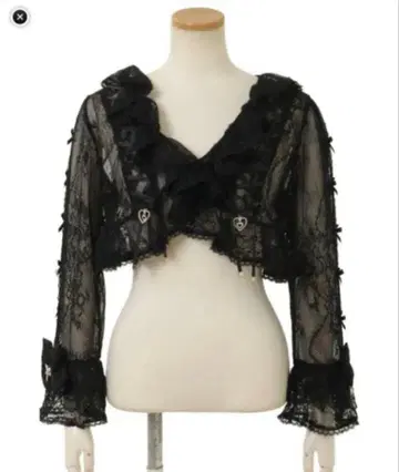 LIZLISA 프릴 레이스 볼레로 가디건 블랙