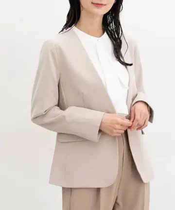 GLACIER 노칼라 베이지 자켓