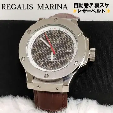 REGALIS 레갈리스 자동 태엽식 뒷면 투명 가죽 벨트 손목시계