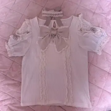 LIZLISA 리즈리사 크로스 레이스 리본 컷 상의