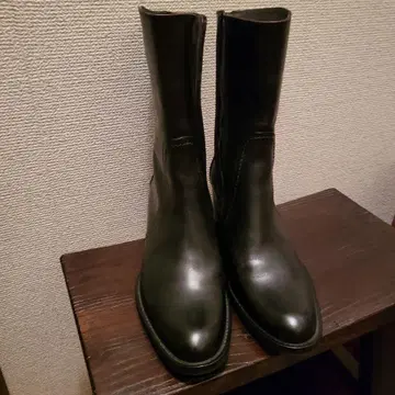 블랙 가죽 지퍼 부츠 힐 (약 6cm)