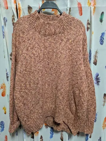 핑크 계열 웜 컬러 계열 빅 사이즈 3L 멀티 컬러 니트 하이넥 루즈핏