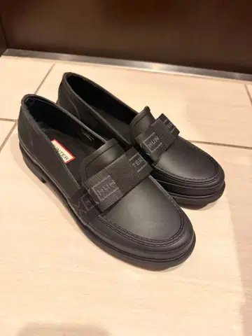 헌터 블랙 슬립온 레인 슈즈