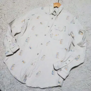 [레어] papas 파파스 긴팔 셔츠 올 패턴 베어 곰 악기 패턴