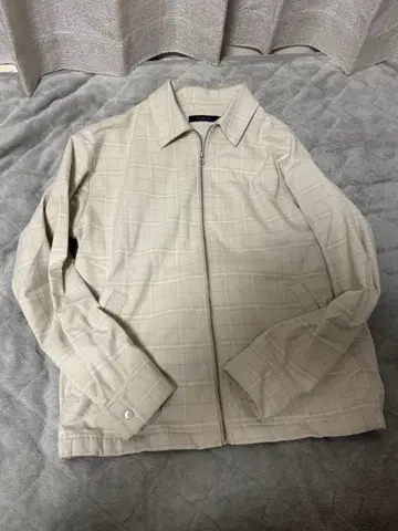 레이지블루 스윙탑 블루종 자켓 베이지 체크 무늬