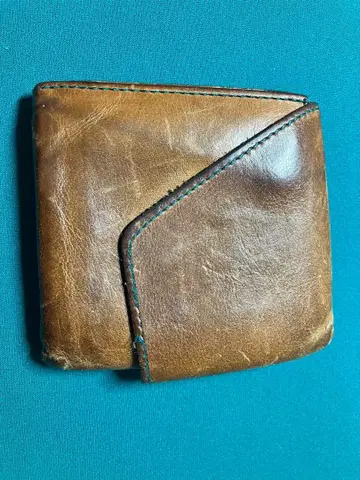 abrAsus 브라운 가죽 이단 접이식 지갑