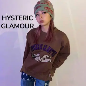 Miss hysteric 비즈 자수 오버 사이즈 맨투맨 브라운