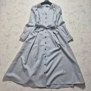 [새상품급] 아나이 울 조젯 V넥 원피스 38