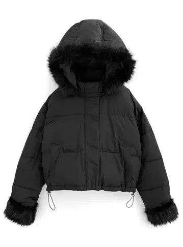 멀티 Way 후드 부착 퍼 다운 자켓 블랙[kd81]