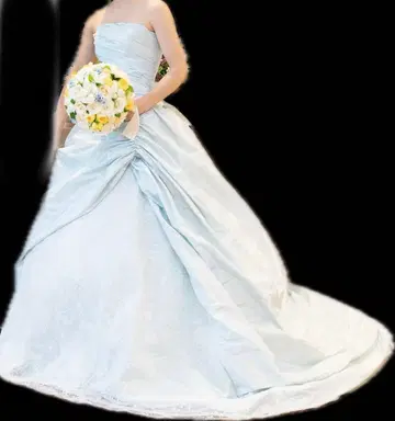 스카이블루 A라인 컬러 웨딩 드레스