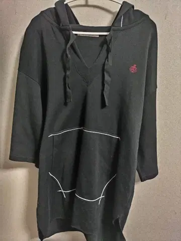 40ct525 후드 부착 7부 소매 니트