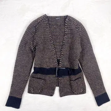 아크리스 캐시미어 100% 니트 자켓 벨트 포함 하운드투스 패턴 S~M