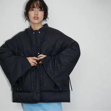 블랙 오버 사이즈 퀼팅 자켓