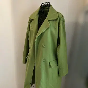 그린 롱 코트 M 가을/겨울 여성용 루즈핏 심플 깔끔함