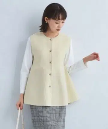 그린 레이블 릴랙싱 소프트 페플럼 베스트 니트 풀오버