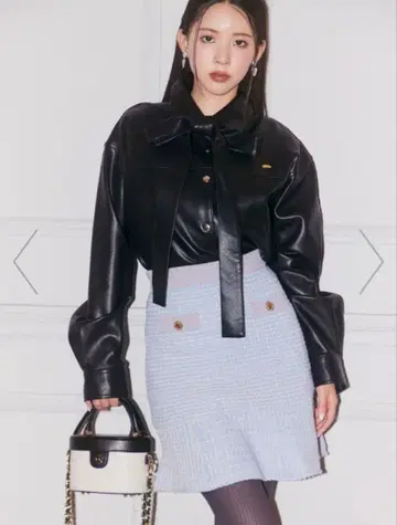 LB x MARYQUANT 트위드 니트 스커트