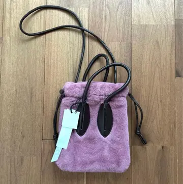 퍼플 인조 모피 숄더백