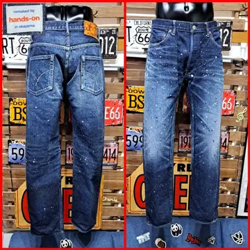 hands-on 오카야마 데님 페인트 가공 셀비지 갈매기 스티치 데님