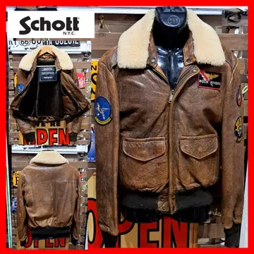 Schott 양가죽 와펜 무스탕 보아 라이너 부착 B-3 자켓