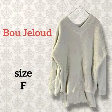 부즈루드 [ F ] V넥 비대칭 헴 샤기 니트 오버 사이즈