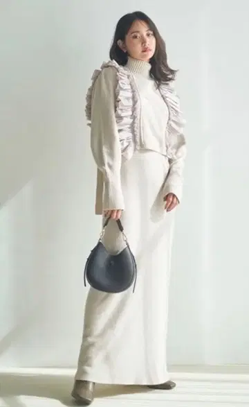 snidel 프릴 베스트 레이어드 니트 원피스