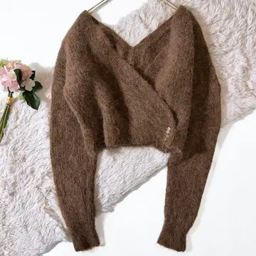 레어 엘렌딕 샤기 랩 숏 가디건 보송보송 프론트 오픈 F