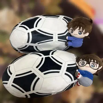 명탐정 코난 축구공 모양 봉제 인형 코난 & 신이치 세트