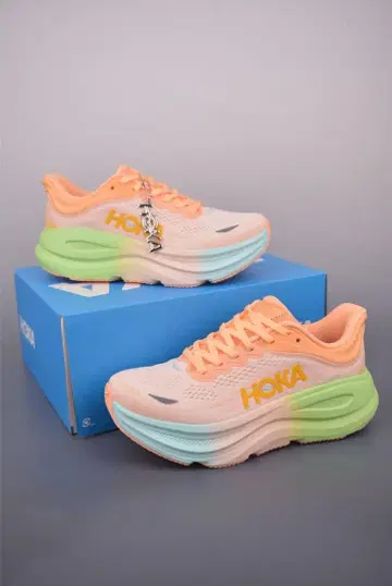 HOKA 러닝화 핑크/그린