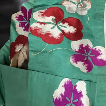 터콰이즈 블루 꽃무늬 오비