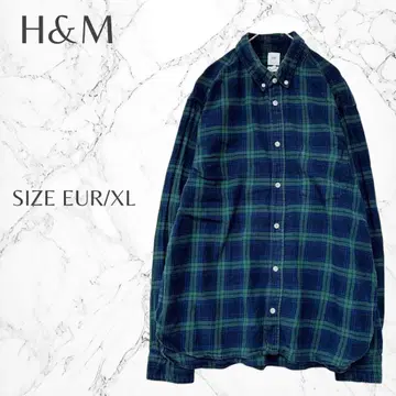 에이치앤엠 체크 무늬 단정한 캐주얼 플란넬 셔츠 EUR/XL