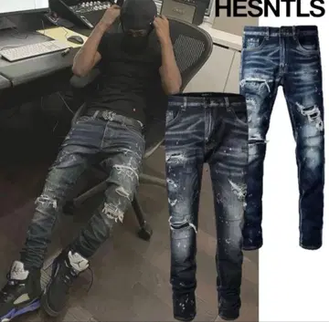 HESNTLS 데미지 데님 청바지 30